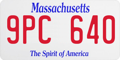MA license plate 9PC640