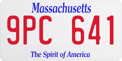 MA license plate 9PC641