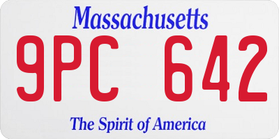 MA license plate 9PC642