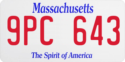 MA license plate 9PC643