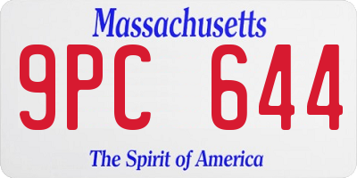 MA license plate 9PC644
