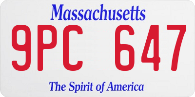MA license plate 9PC647