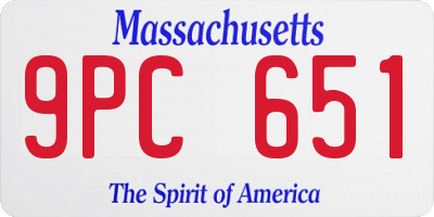 MA license plate 9PC651