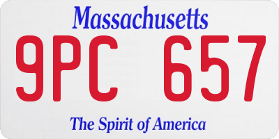 MA license plate 9PC657