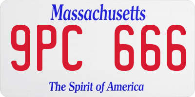 MA license plate 9PC666