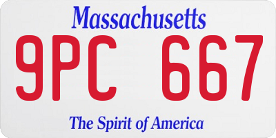 MA license plate 9PC667