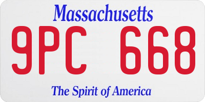 MA license plate 9PC668