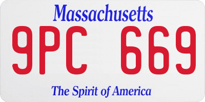 MA license plate 9PC669
