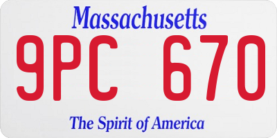 MA license plate 9PC670