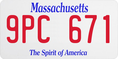MA license plate 9PC671