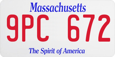 MA license plate 9PC672