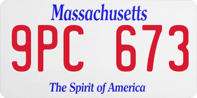 MA license plate 9PC673