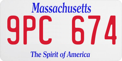 MA license plate 9PC674
