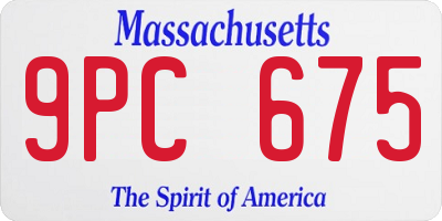 MA license plate 9PC675
