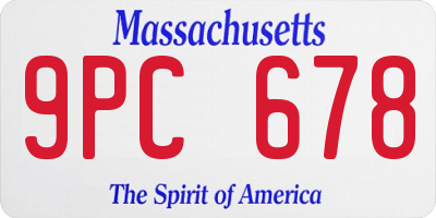 MA license plate 9PC678