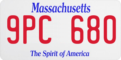 MA license plate 9PC680
