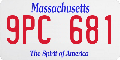 MA license plate 9PC681