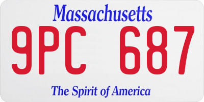 MA license plate 9PC687