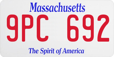 MA license plate 9PC692