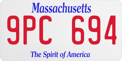 MA license plate 9PC694