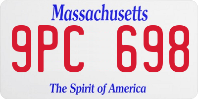 MA license plate 9PC698