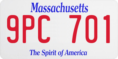 MA license plate 9PC701