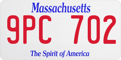 MA license plate 9PC702