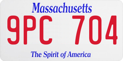MA license plate 9PC704
