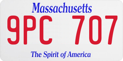 MA license plate 9PC707