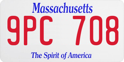 MA license plate 9PC708