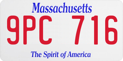 MA license plate 9PC716