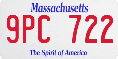 MA license plate 9PC722