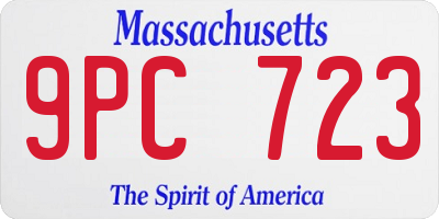 MA license plate 9PC723