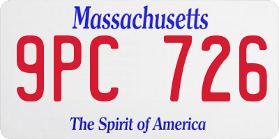 MA license plate 9PC726