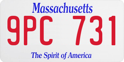 MA license plate 9PC731