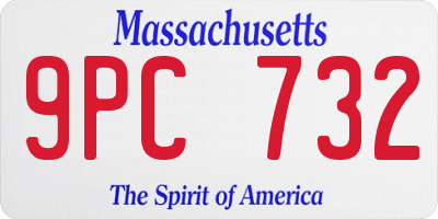 MA license plate 9PC732