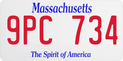 MA license plate 9PC734