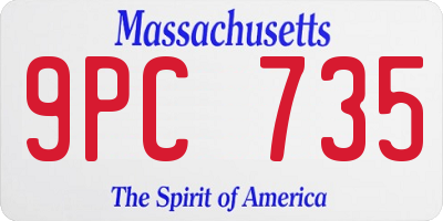 MA license plate 9PC735