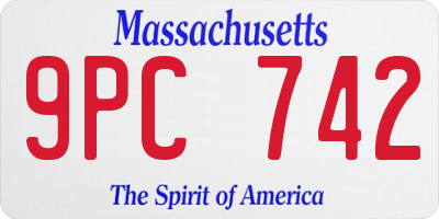 MA license plate 9PC742