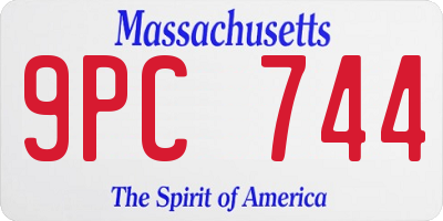 MA license plate 9PC744