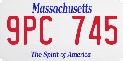 MA license plate 9PC745
