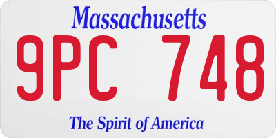 MA license plate 9PC748