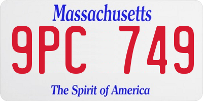 MA license plate 9PC749