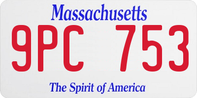 MA license plate 9PC753