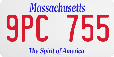 MA license plate 9PC755