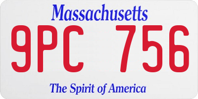 MA license plate 9PC756