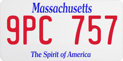MA license plate 9PC757