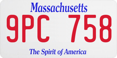 MA license plate 9PC758