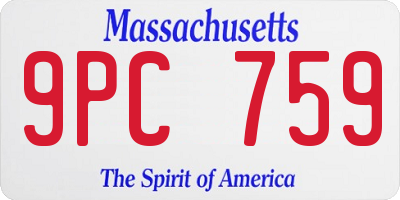 MA license plate 9PC759