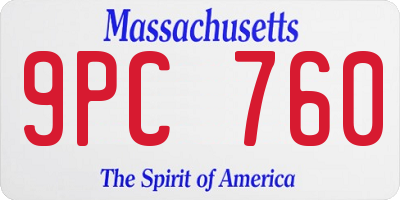 MA license plate 9PC760